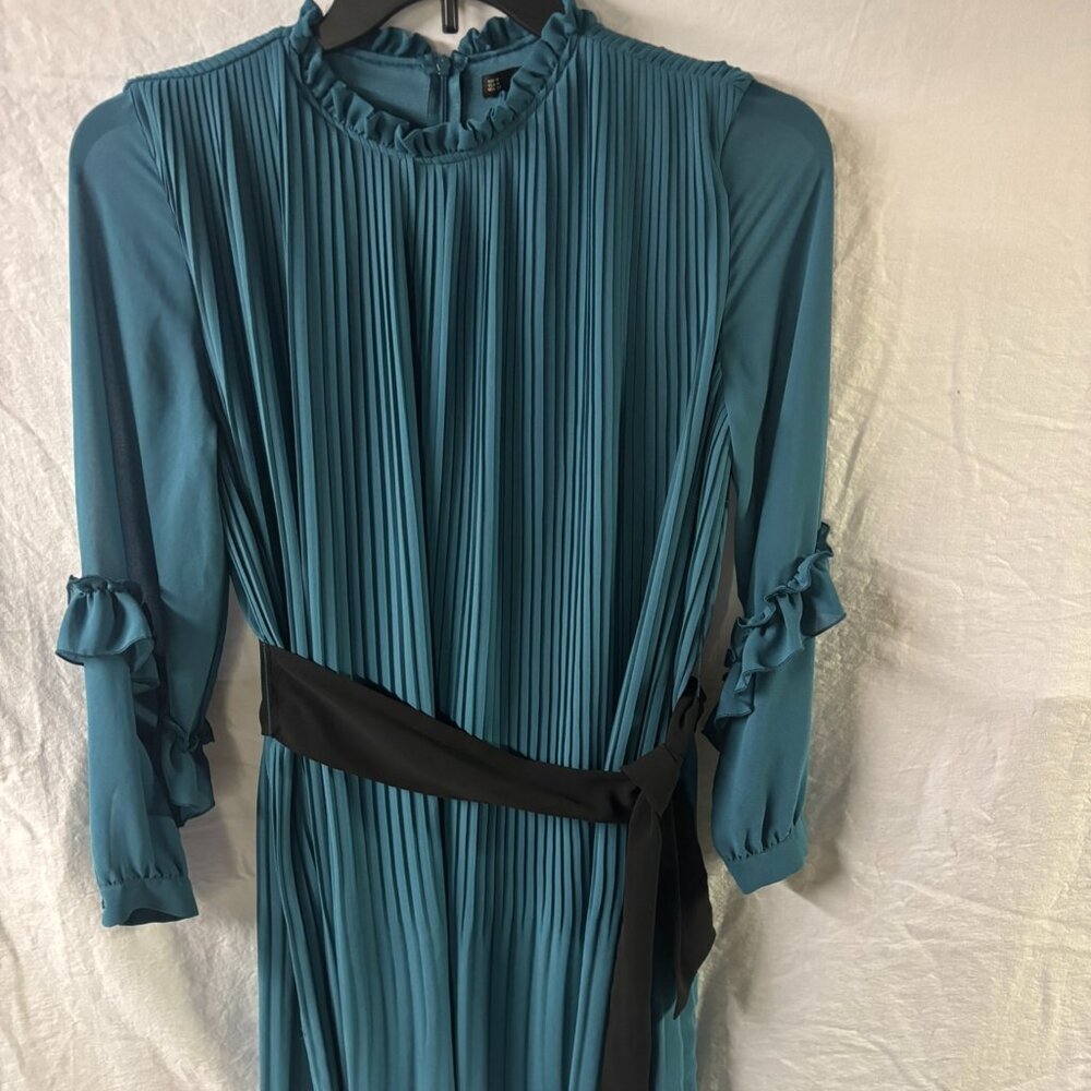 Zara Cobalt Blue Pleated Jumpsuit Dress Belt-Medium